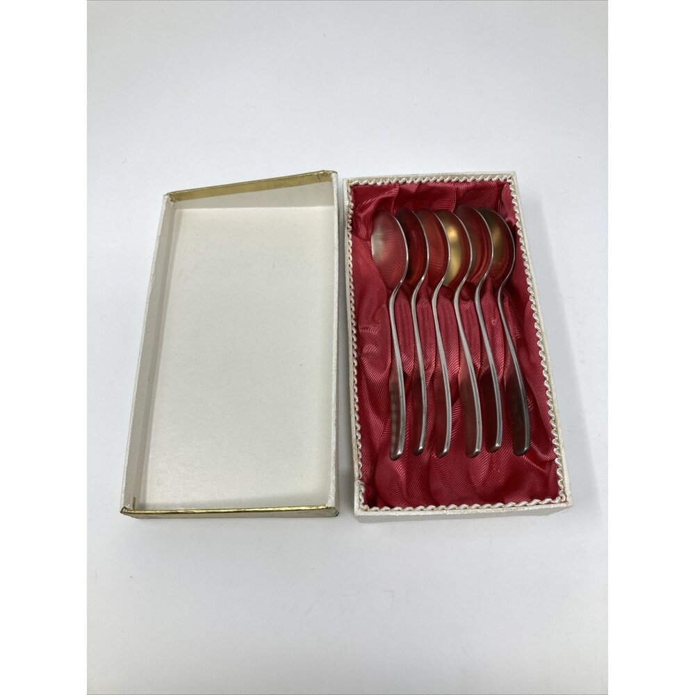 90 21 Silverplate Bavaria Germany Spoon Set 0f 6 Vintage 5.5” Demitasse Dessert